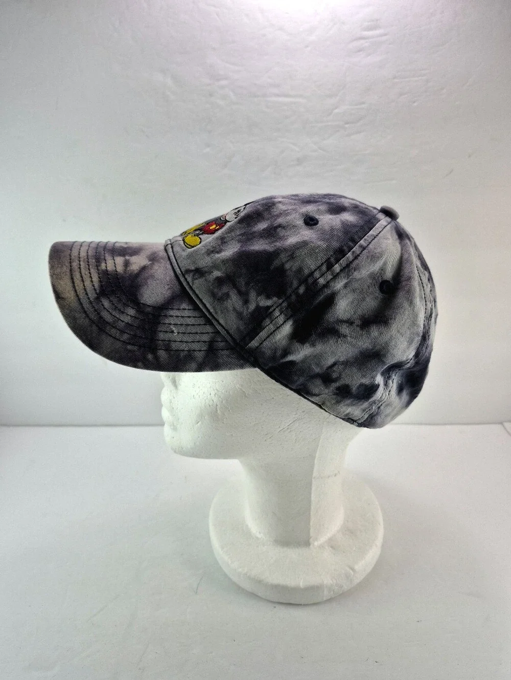 NWOT Disney Mickey Mouse Gray Blue White Tie Dye Brim Adjustable Hat